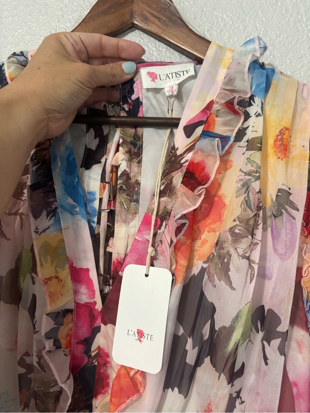 L’Atiste Plus Size Floral Tiered V-Neck Ruffle Dress - Picture 5 of 10